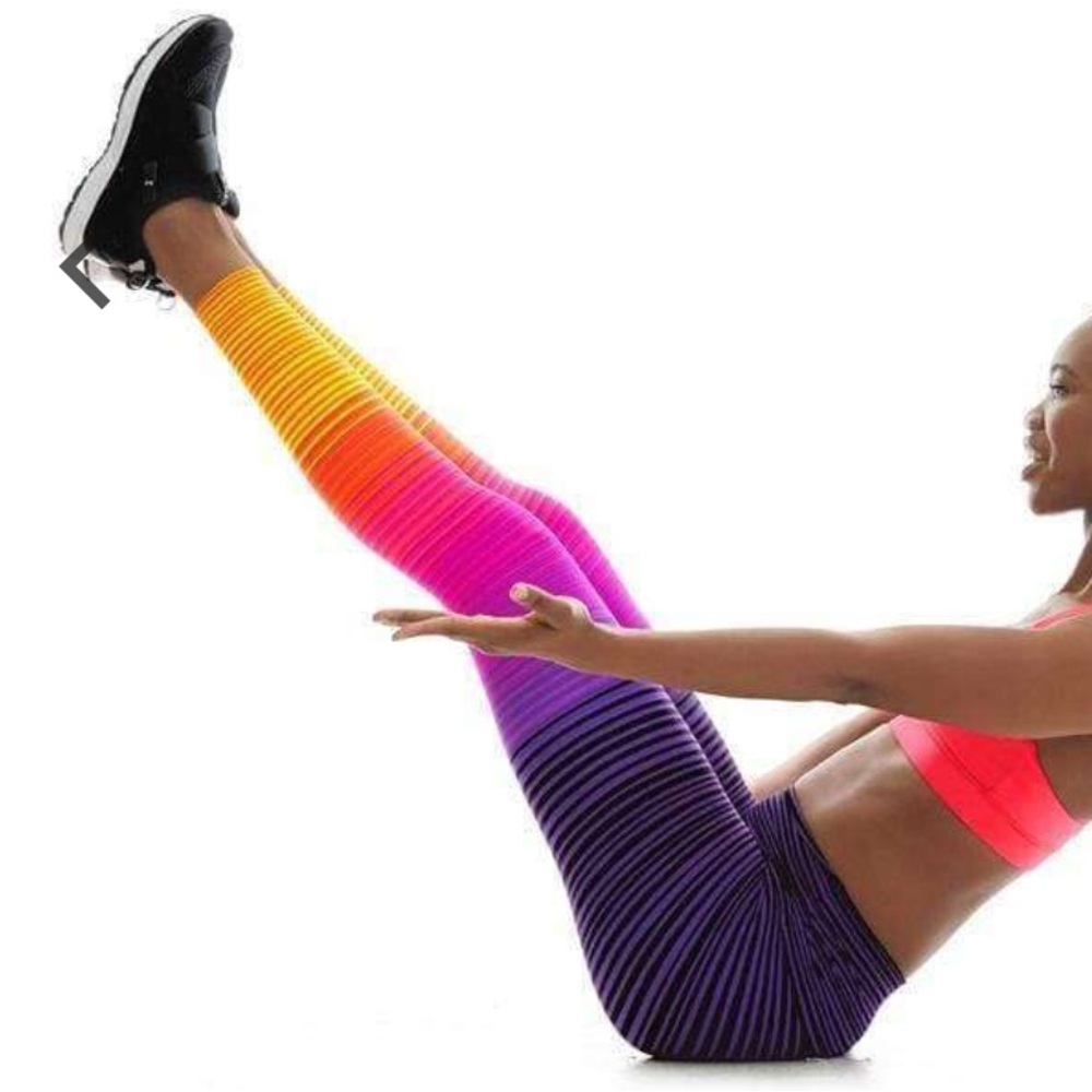 K-Deer - Ombre Stripe Sneaker Length Leggings – Sunset